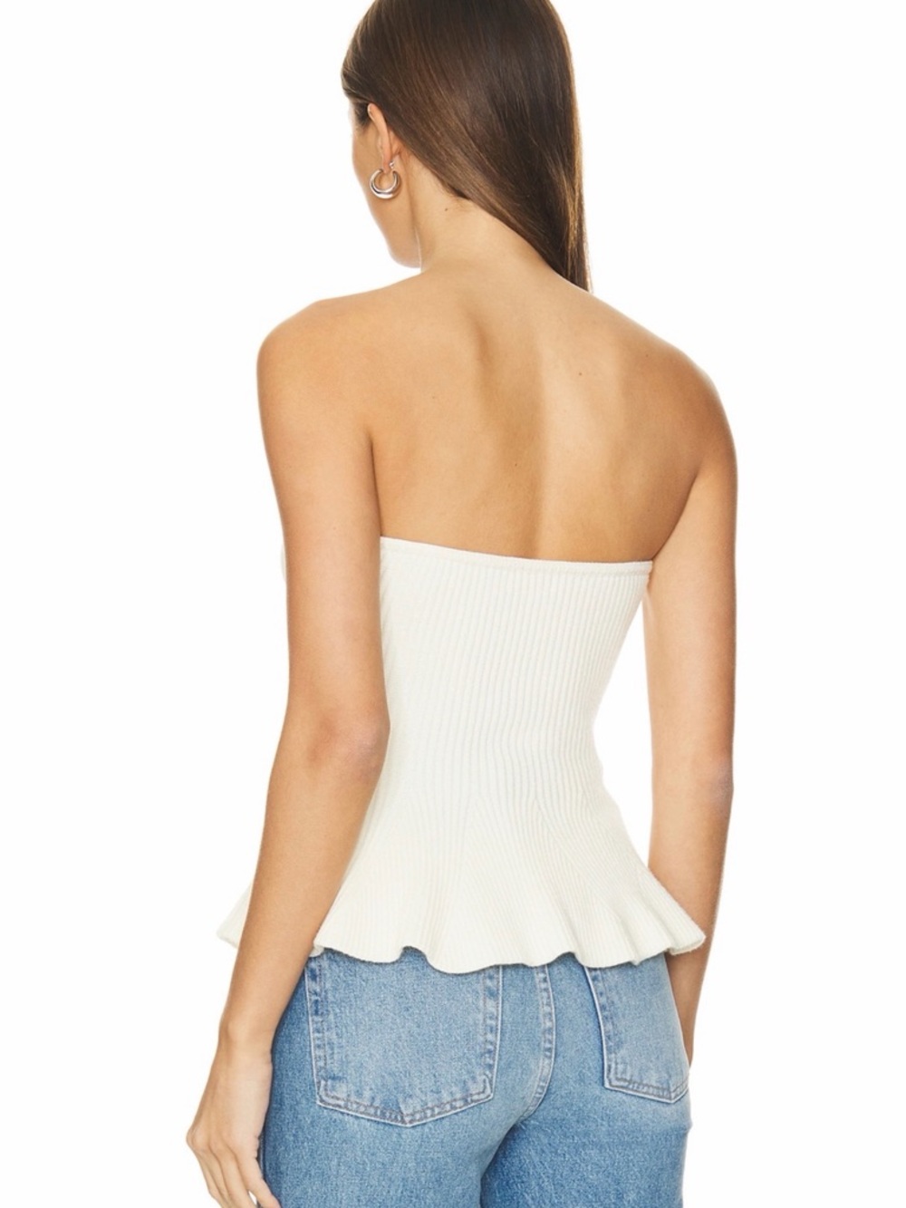 Line & Dot Off-White Strapless Ribbed Peplum Camisole - Picture 3 of 8
